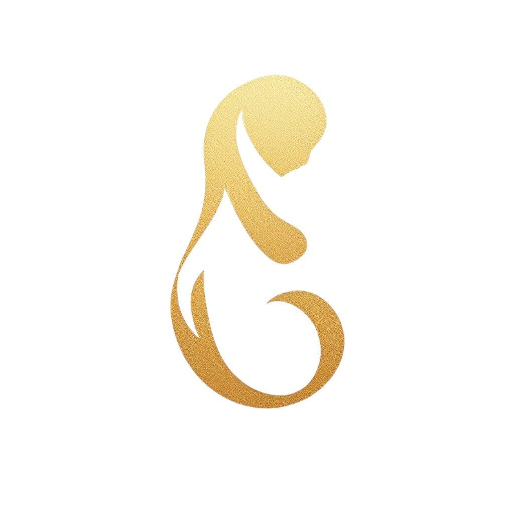 Goldenes Logo mit stilisierter Figur für Nahrungsergänzungsmittel und Gesundheit