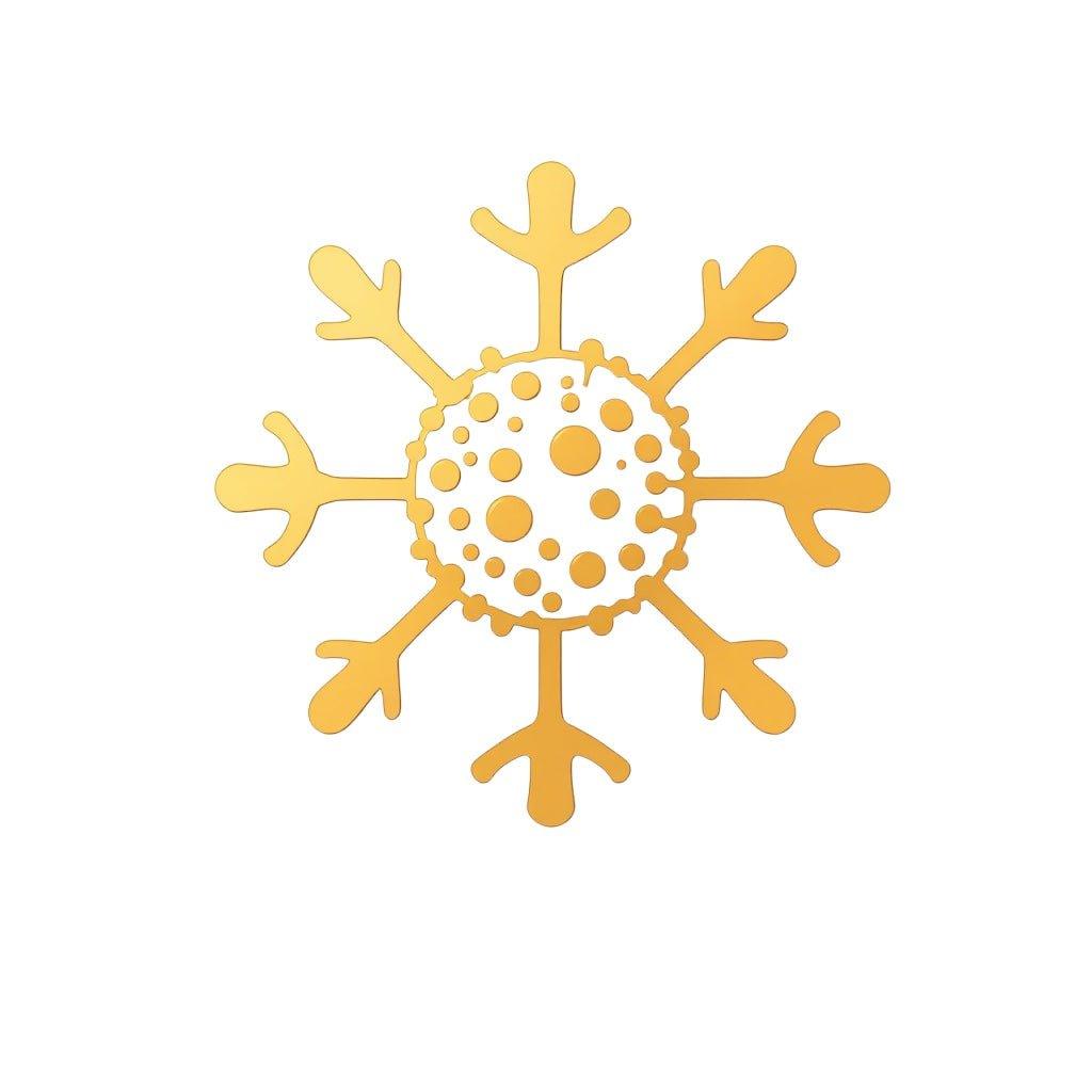 Goldene Schneeflocke mit strukturiertem Zentrum, ideal für Winter- und Gesundheitsdesigns