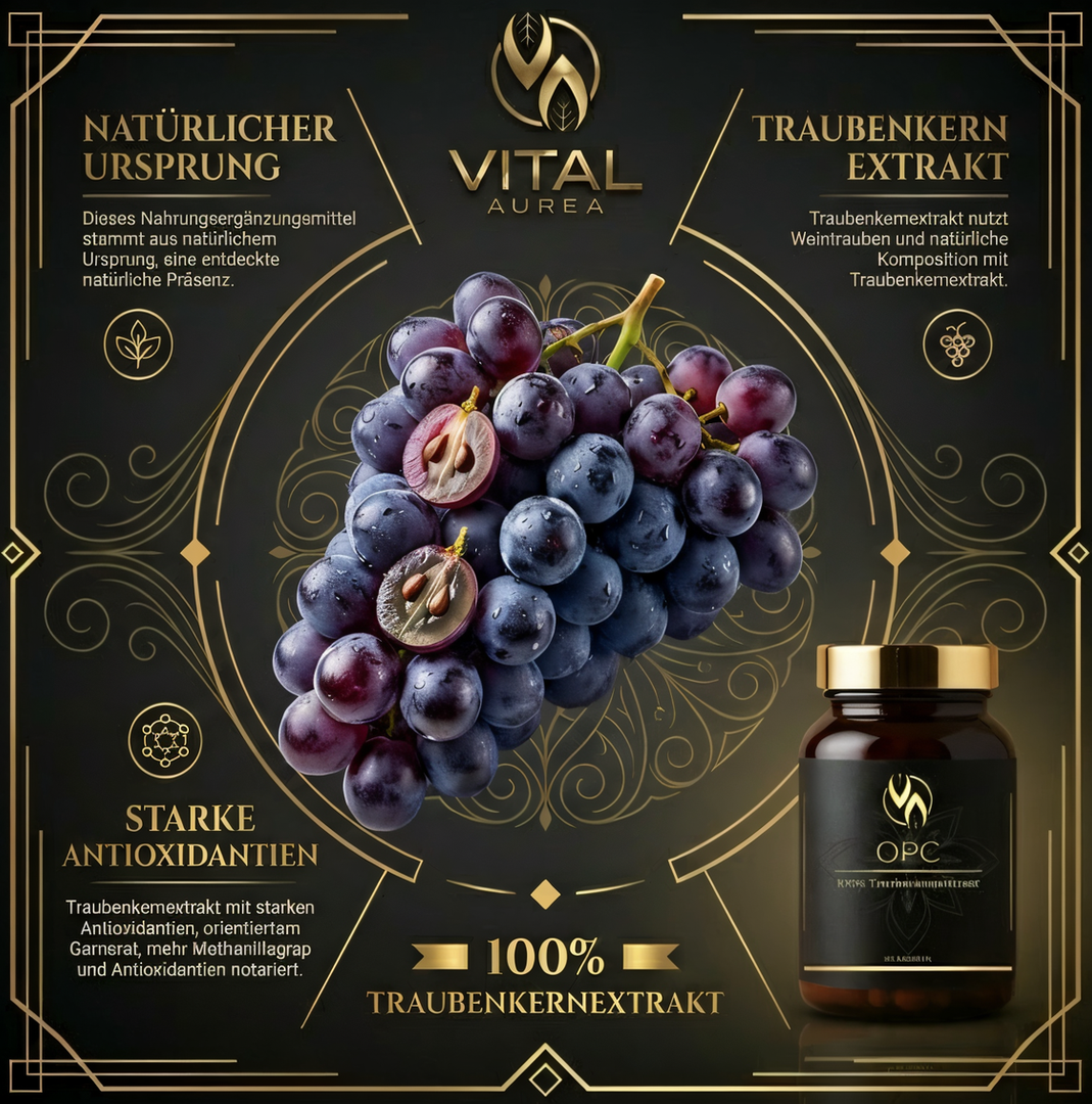 Traubenkernextrakt Nahrungsergänzung mit starken Antioxidantien und natürlichen Trauben
