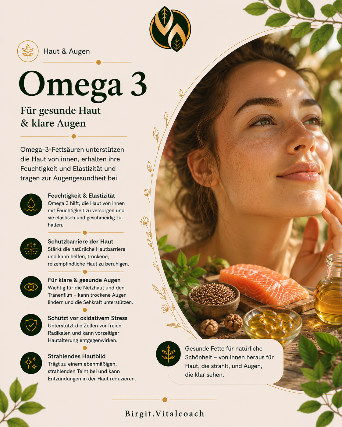 Omega-3 für gesunde Haut & klare Augen – Nahrungsergänzung mit Lachs, Leinsamen & Kapseln