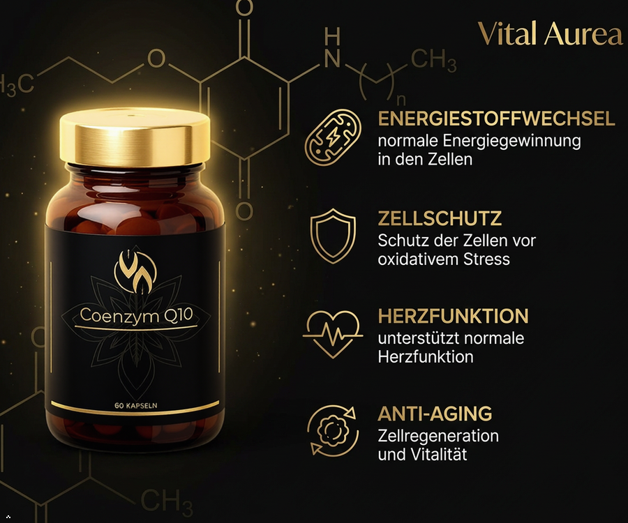 Coenzym Q10 Kapseln für Energiestoffwechsel, Zellschutz, Herzfunktion und Anti-Aging – 60 Kapseln