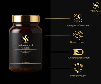 Vitamin B Komplex Kapseln für Energiestoffwechsel, Nervensystem, Müdigkeitsreduktion und Immunsystem