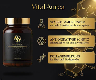 Vitamin C Kapseln mit Acerola Extrakt – stärkt Immunsystem, antioxidativer Schutz, Kollagenbildung