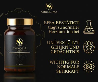 Vegan Omega-3-Kapseln aus Algenöl, EFSA-bestätigt für Herz, Gehirn und Sehkraft