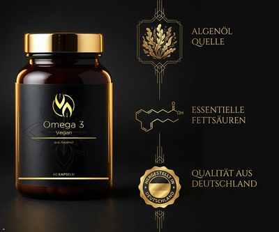 Vegan Omega-3-Kapseln aus Algenöl, essentielle Fettsäuren, Qualität aus Deutschland