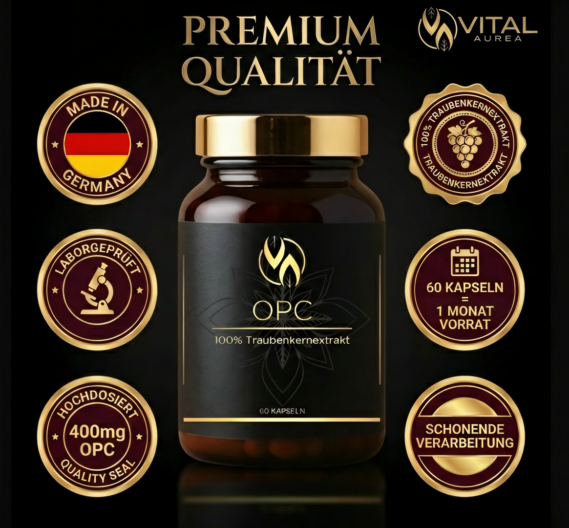 OPC Traubenkernextrakt 400mg, 60 Kapseln, Premium Qualität, Made in Germany, laborgeprüft